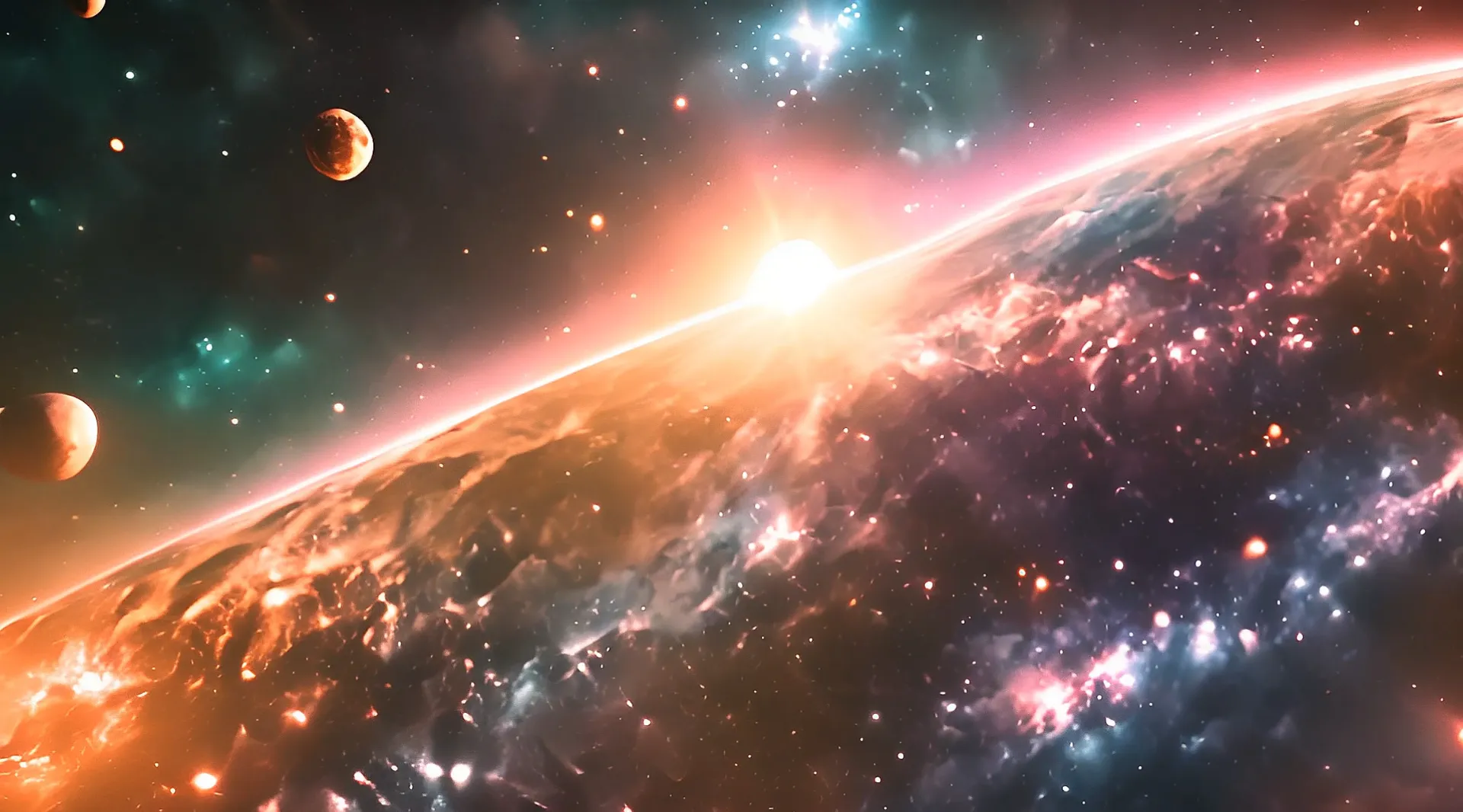 Spectacular Space Panorama with Planets and Nebulae Video